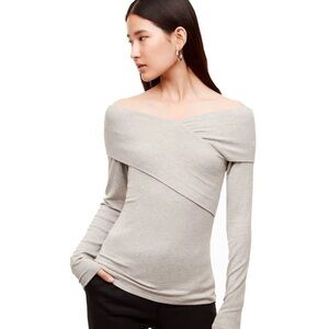 Aritzia Babaton Phil BLACK Off-Shoulder Long Sleeve Top
